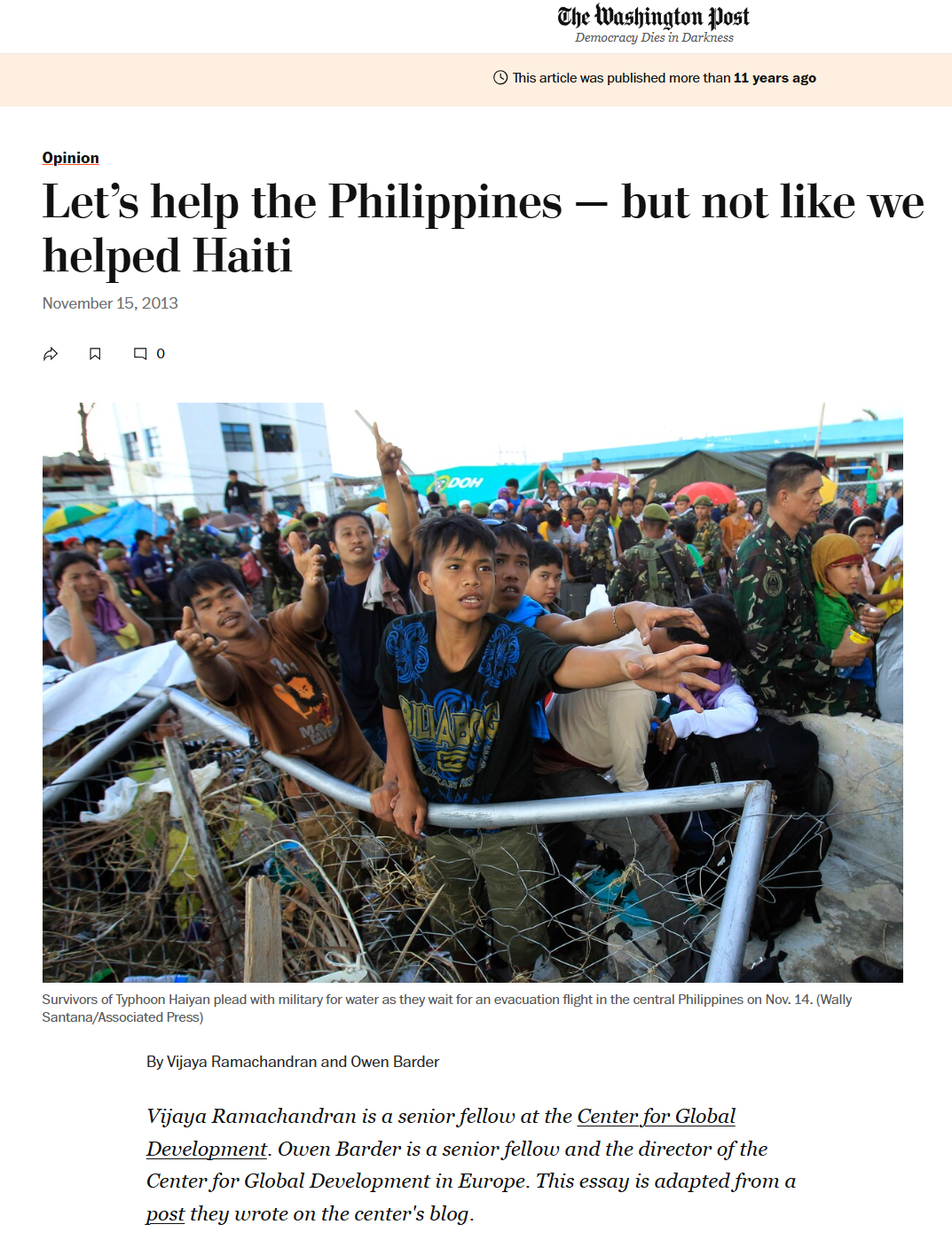 Let’s help the Philippines — but not like we helped Haiti