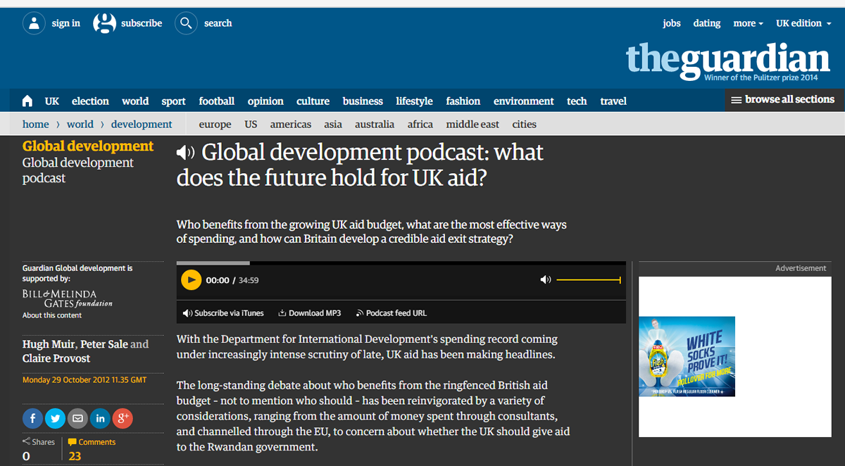 Screenshot of the Guardian Podcast