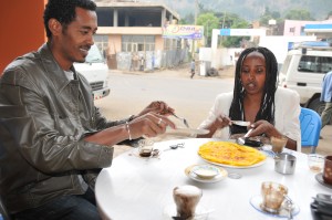 Sharing marsoup with friends in Dessie